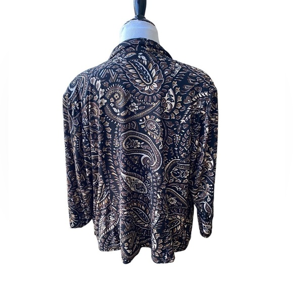 JOAN RIVERS Collared Paisley Brown & Black Women's Lined Button Up Blazer Sz. 2X - Picture 4 of 10